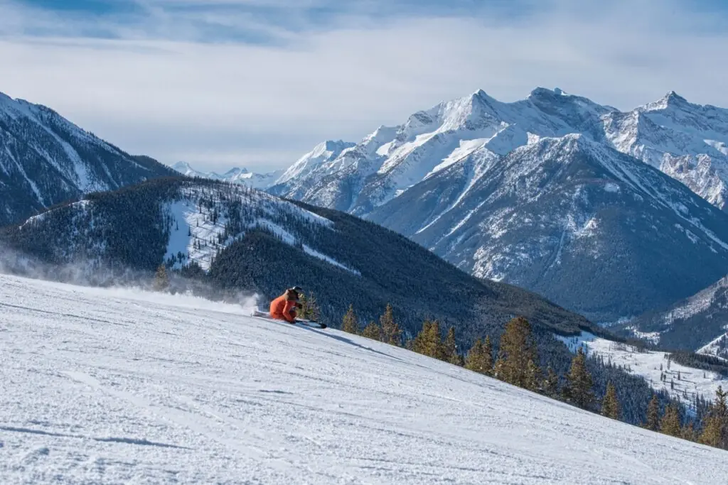 skier descending slope in Panorama resort