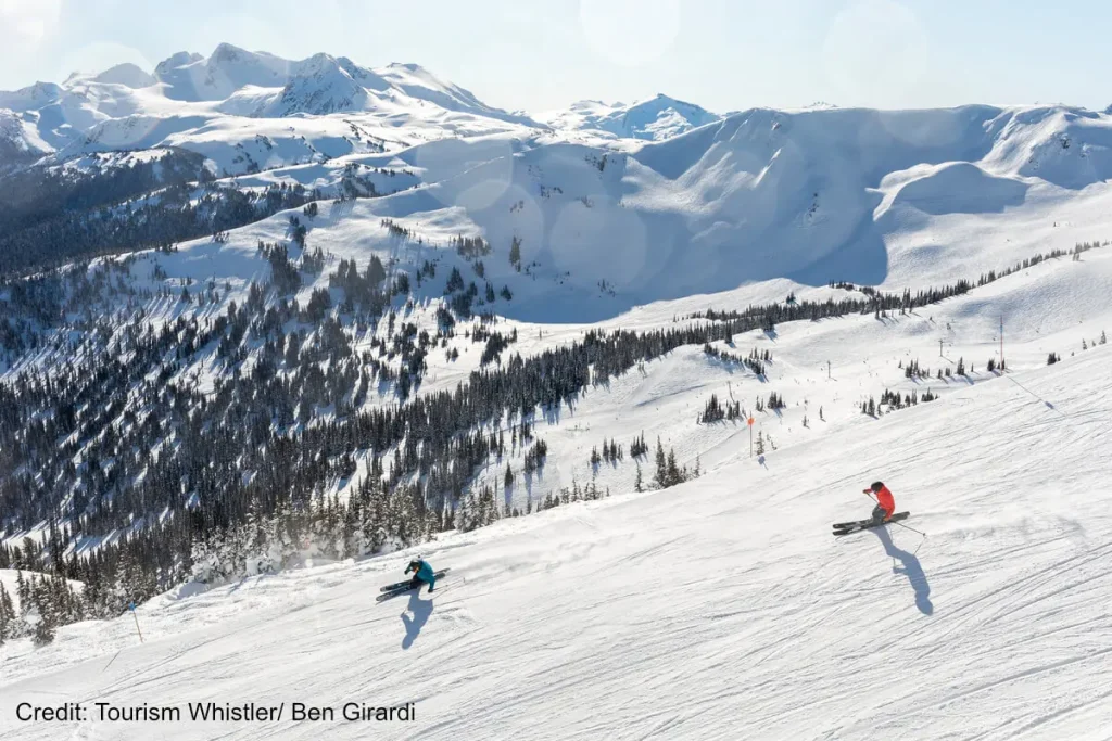 skiers on the slopes of Whistler ski resort