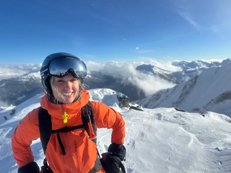 Clare atop the ski hill